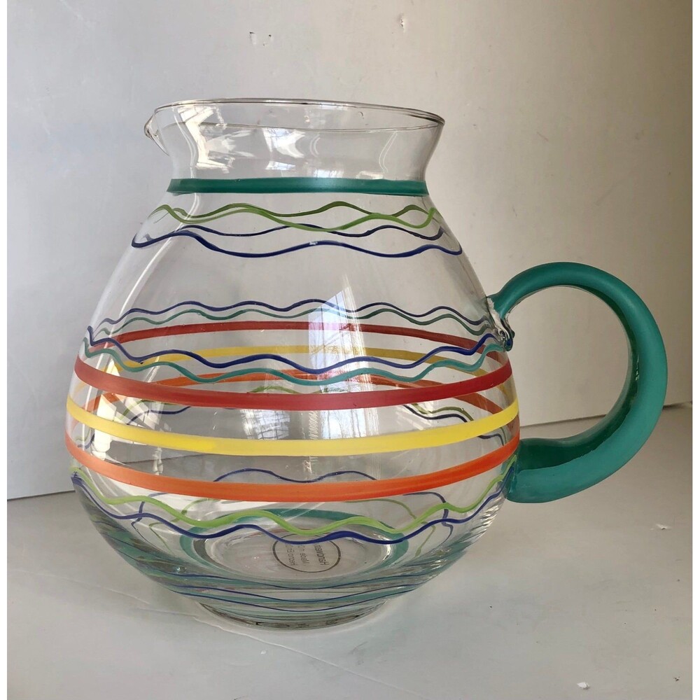 JCPenney  Home Collection Pitcher Stripe Glass 2.5 qt. Hand Painted - Picture 3 of 7